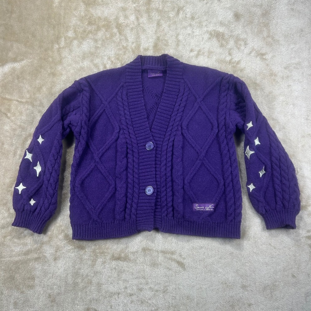 Taylor Swift Speak Now Taylors Version Purple Star Cardigan MD/LG‎ Cable Knit